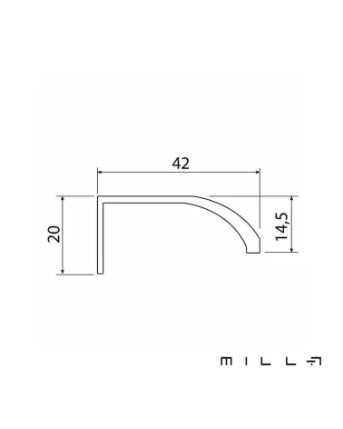 LEXA furniture handle with technical diagram