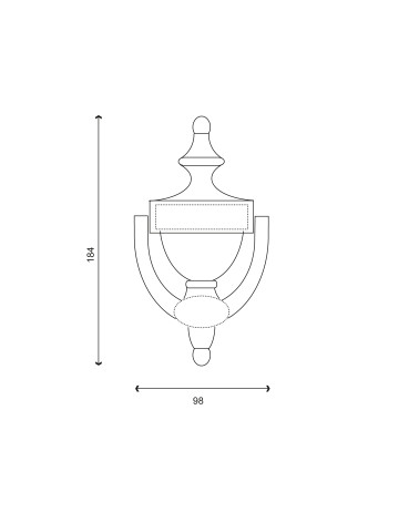 Drawing VICTORIAN B door knocker in titanium PVD brass EUROWALE