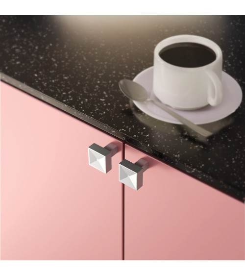 Satin chrome furniture knob REGGEA designer handle