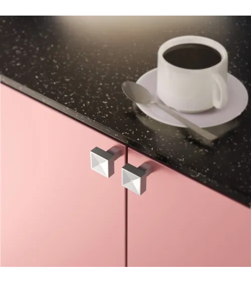 Satin chrome furniture knob REGGEA designer handle