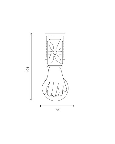 Drawing of HAND door knocker in titanium PVD brass EUROWALE