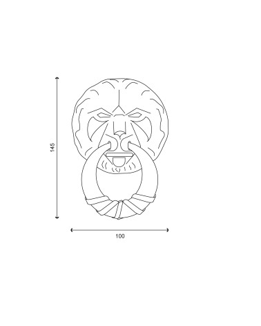 Drawing of LION door knocker in titanium PVD brass EUROWALE