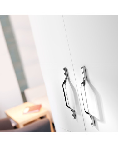 Furniture handle GOLDEN design handle colour 1 mounted on a white unit