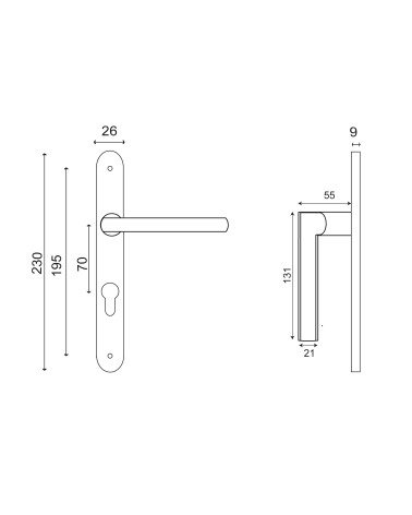 Drawing New Pyla narrow backplate 26 stainless steel EUROWALE