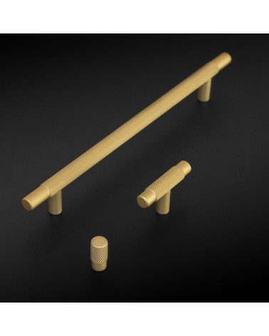 VENDÉ design furniture handle in gold anode/matt gold on dark background