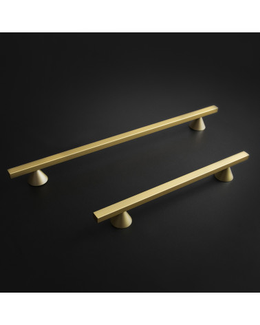 CERT design furniture handle in gold anode/matt gold on a dark background
