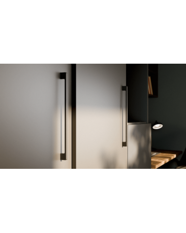 TECHNO design furniture handle in matt black, side view mounted on furniture