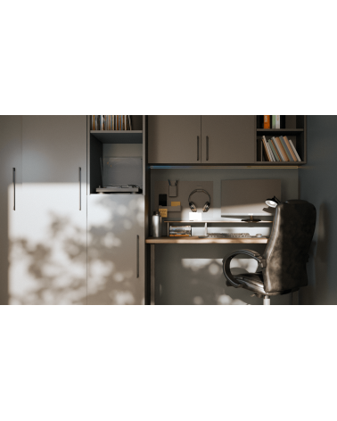 TECHNO design furniture handle in matt black mounted on office furniture