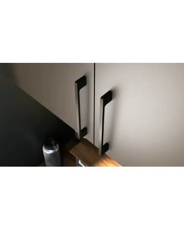 TECHNO design furniture handle in matt black, top view mounted on furniture