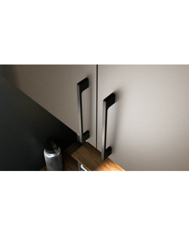 TECHNO design furniture handle in matt black, top view mounted on furniture