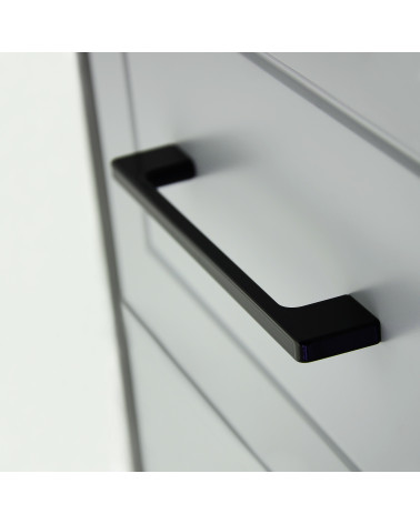 TECHNO design furniture handle in matt black, close-up view on a drawer