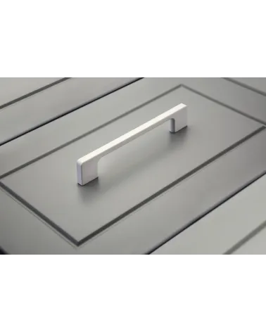 TECHNO design furniture handle in glossy white, angled top view