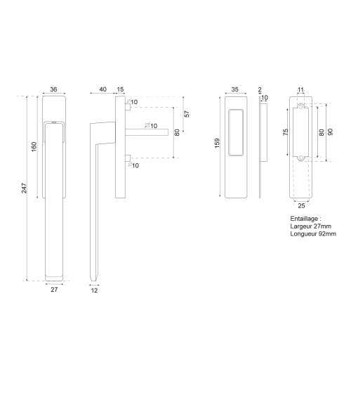Long black Majestea for EUROWALE lift-and-slide patio door