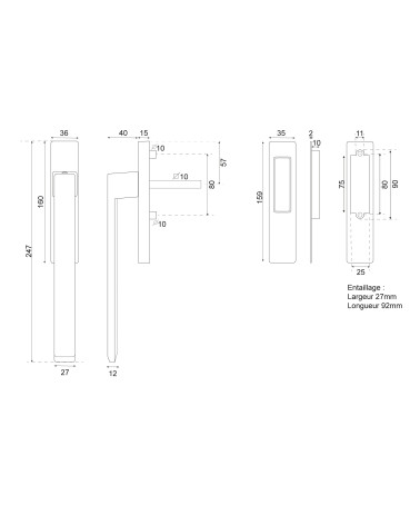 Drawing of long black Majestea for EUROWALE lift-and-slide patio door