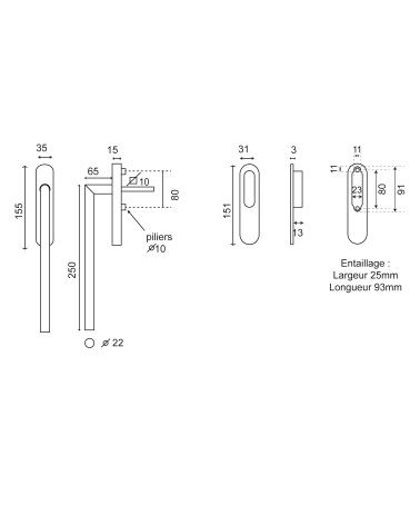 Altesse Long Handle for EUROWALE Lift-and-Slide Patio Door