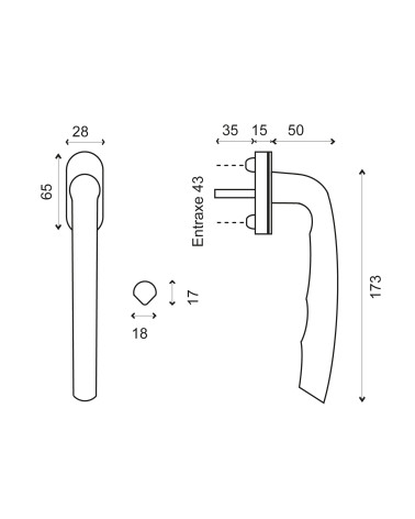 Lilas Long Handle for Sliding and Tilt-and-Turn Patio Door
