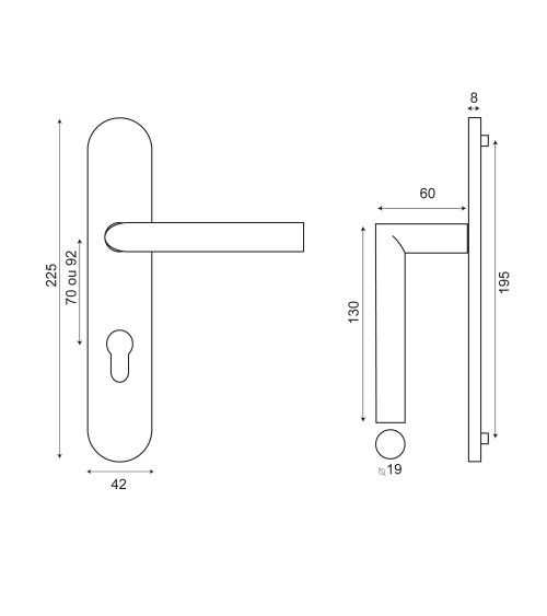 Altesse Satin Gold Handle on Plate Cylinder ea70 EUROWALE