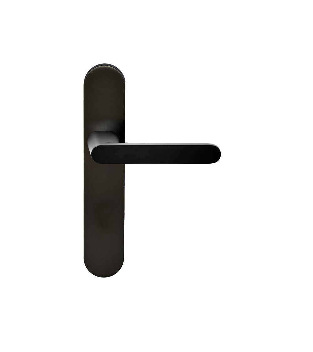 Solea Handle in Black on Bathroom Lock Plate