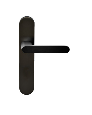 Solea Handle in Black on Bathroom Lock Plate