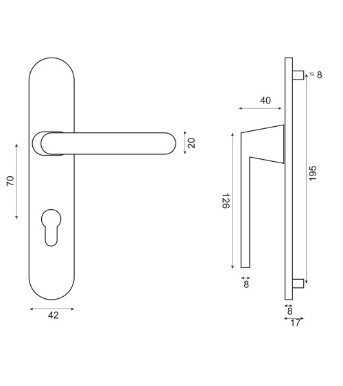 Solea Handle in Black on Bathroom Lock Plate