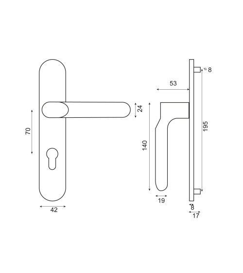 Bhoot Handle in Black on EUROWALE Blank Plate
