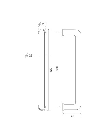 Drawing Bordeaux Angled Satin Gold PVD pull handle EUROWALE