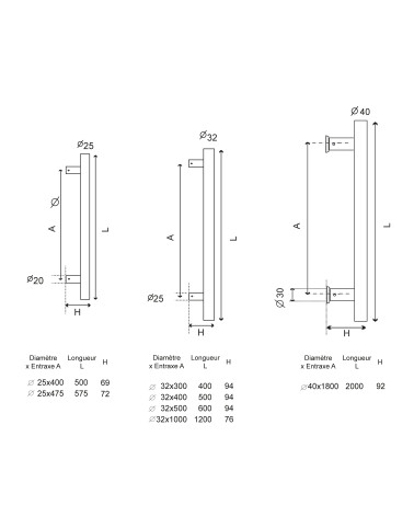 Drawing Bordeaux Straight Pull Handle EUROWALE