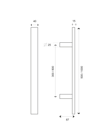Drawing T-shaped Rectangular Pull Handle stainless steel EUROWALE
