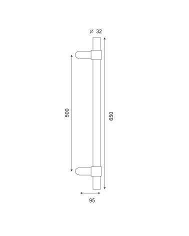 Drawing of EUROWALE offset ring pull handle