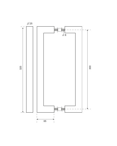Drawing Simple square stainless steel pull handle EUROWALE