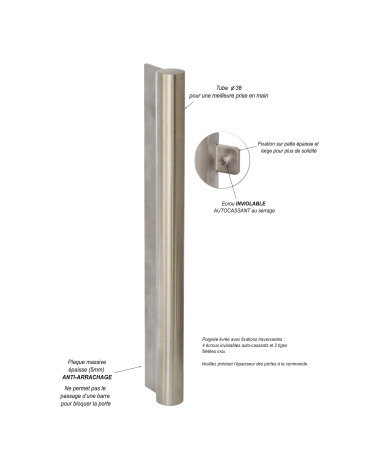 Anti-vandal bar in stainless steel