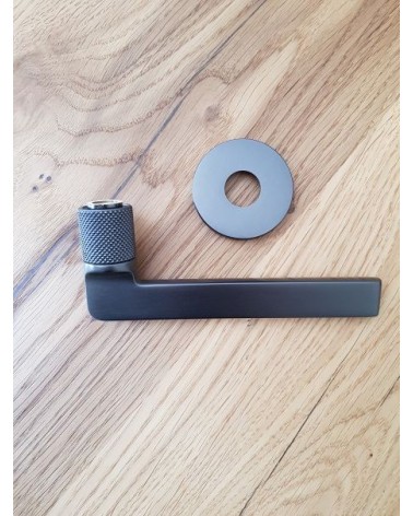 Mandelli Grint graphite door handle designer handle fitted on a plate