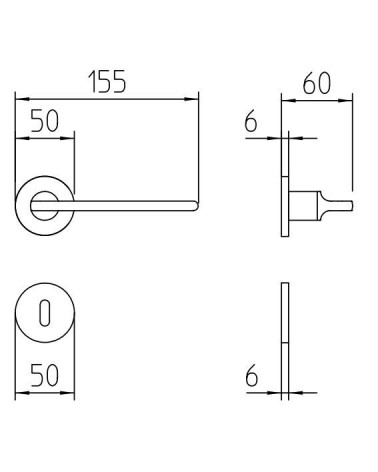 Mandelli Grint door handle with dimensions