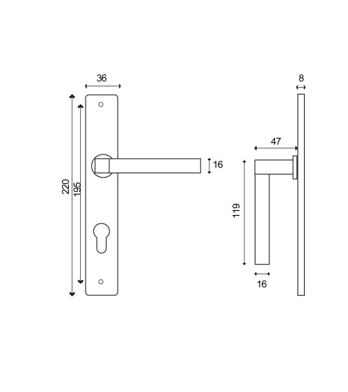 Zeus door handle bathroom plate EUROWALE