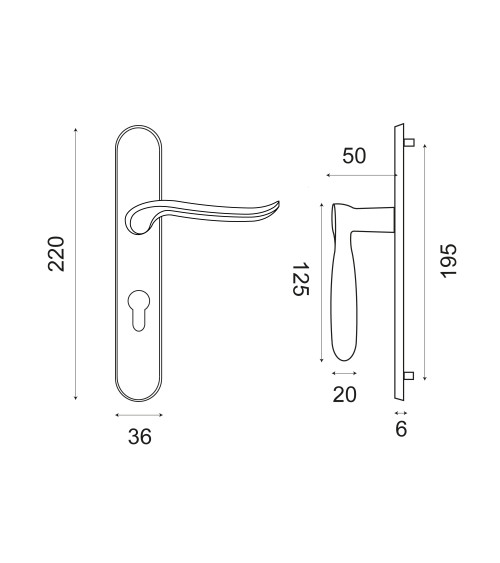 Orphée door handle with BDC plate EUROWALE