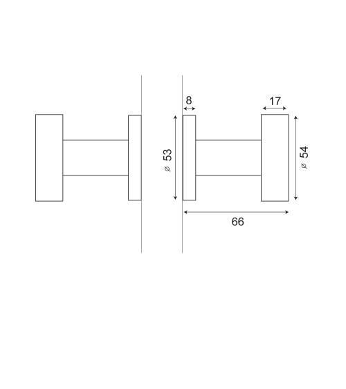 Double flat cylinder button door handle in stainless steel EUROWALE