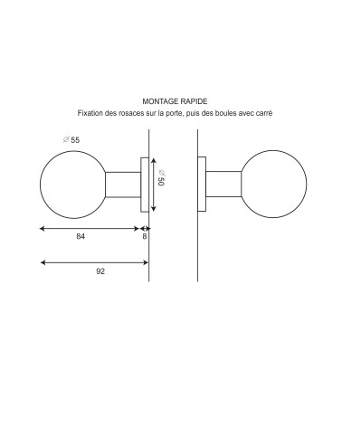 Drawing Double ball door handle in stainless steel EUROWALE