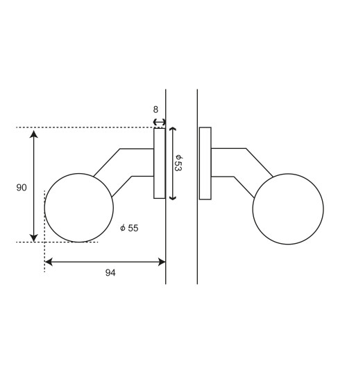 Double offset ball door handle with round rose EUROWALE