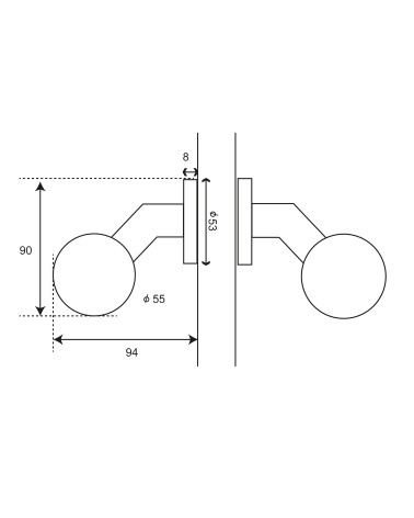 Drawing Double offset ball door handle with round rose EUROWALE
