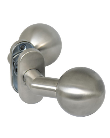 Double offset ball door handle with oval rose EUROWALE