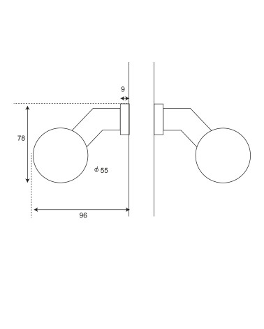 Drawing Double offset ball door handle with oval rose EUROWALE