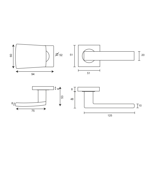Stainless steel lever handle set for heavy-duty use - Altesse|Thor model