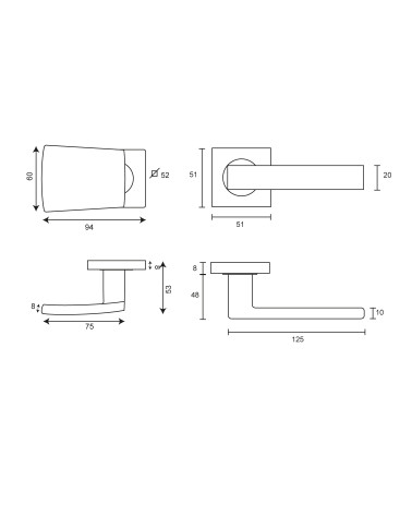 Solid stainless steel landing handle set - Majestea/Thor model