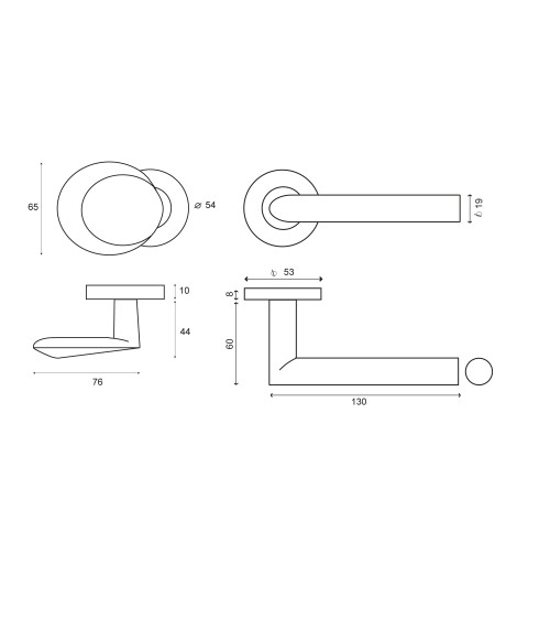 Stainless steel passage door handle set for heavy-duty use - Altesse/Amande model