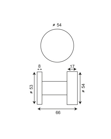 Fixed flat cylinder landing knob in stainless steel