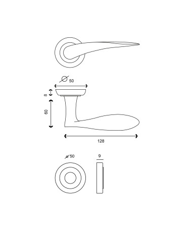 Drawing Door handle Neptune + Function rosette EUROWALE