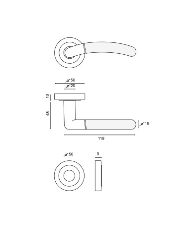 Drawing Door handle Cordouan + Rosette EUROWALE
