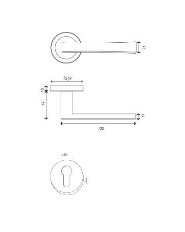 Drawing Door handle Junon + Rosette