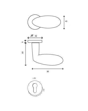 Drawing Door handle Yin + Rosette EUROWALE