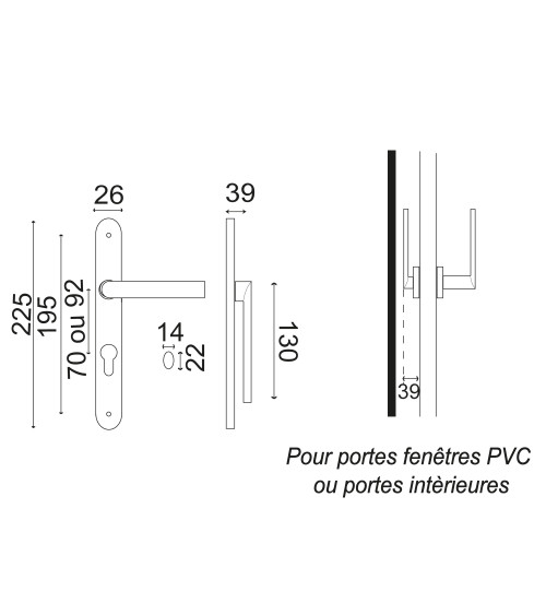 Reduced projection handle on narrow 26mm backplate Altesse